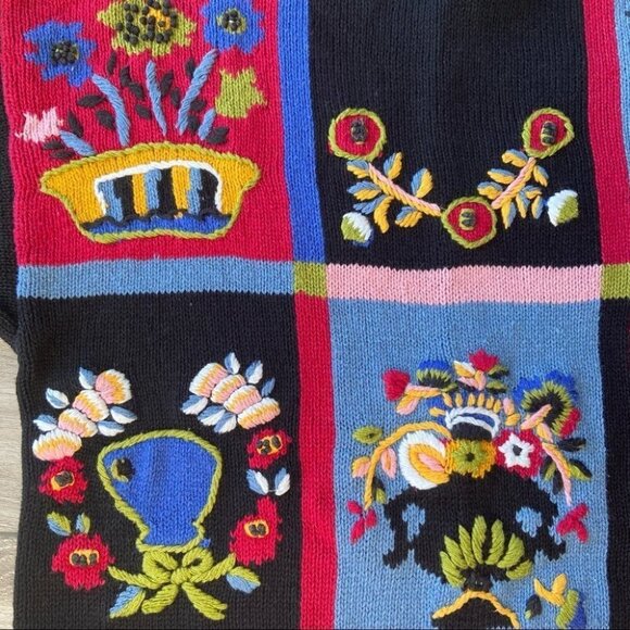 Vintage Almost Heaven Hand Made Patchwork Embroidery Sweater - Picture 6 of 16